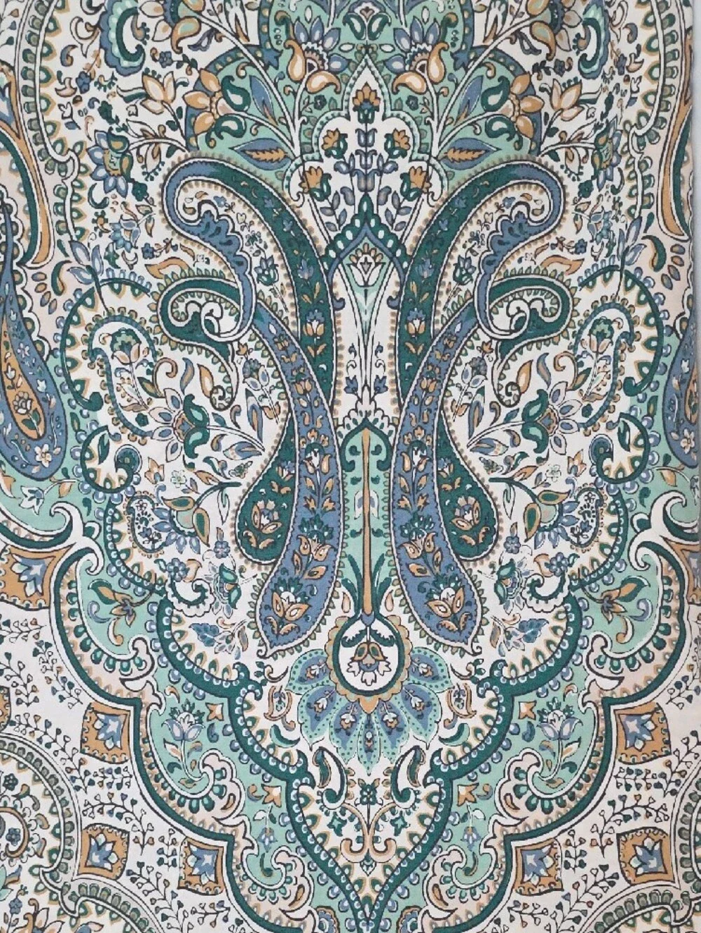 Indigo Collection Teal Blue Tan Paisley Boho Cotton Full Duvet Cover